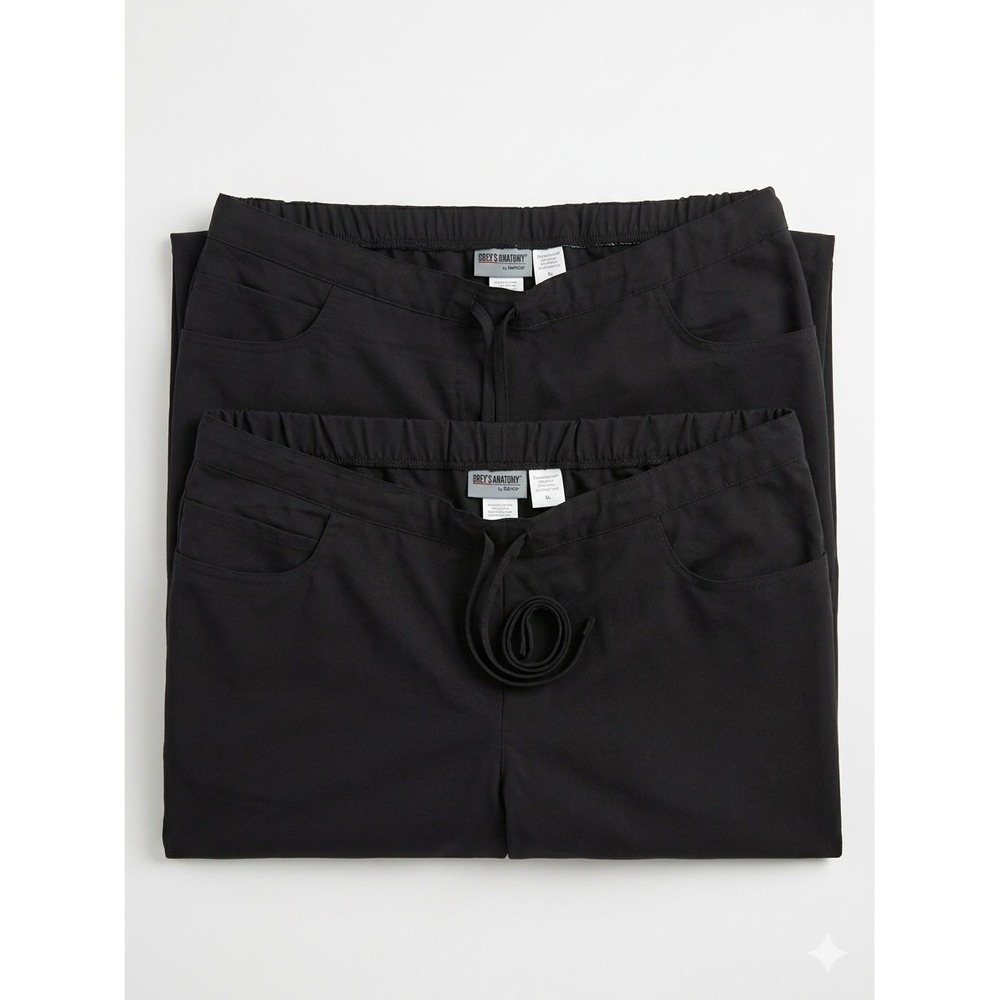 Lot of 2 Greys Anatomy by Barco Scrub Pants Black Womens XLP Petite Drawstring